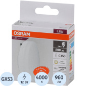 Лампа светодиодная Osram 12 Вт GX53 GX 4000 К 960 Лм матовая  (4058075582187)