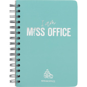 Тетрадь общая Attache Miss Office А5 128 листов в клетку на спирали   (обложка голубая, матовая ламинация, тиснение фольгой)