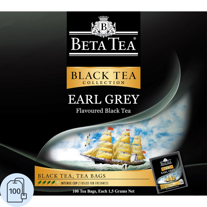 Чай чёрный Beta Tea Earl Grey 100 пакетиков (бергамот)