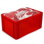 Ящик (лоток) мясной из ПНД 600x400x300 мм красный