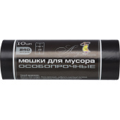 Мешки для мусора на 240 л черные (ПСД, 40 мкм, в рулоне 10 штук, 85x130 см)