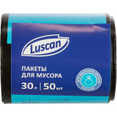 Мешки для мусора Luscan 30 л черные (ПВД 25 мкм, 50 штук в рулоне)