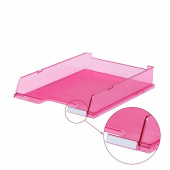Лоток для бумаг Han горизонтальный с индексным окном прозрачный розовый