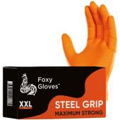 Перчатки одноразовые Steel Grip нитриловые неопудренные оранжевые (размер 10-11 (XXL), 100 штук/50 пар в упаковке)