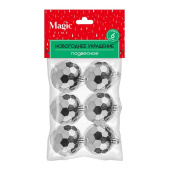 Новогоднее украшение Magic Time пластик серебристое (диаметр 6 см, 3 штуки в упаковке)