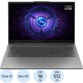 Ноутбук игровой Lenovo LOQ 15IAX9E 15.6" Gray Intel Core i5 12450HX/16  ГБ/SSD 512 ГБ/nVidia GeForce RTX 3050 (83LK005HUE)