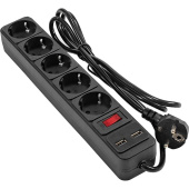 Сетевой фильтр ExeGate SP-5-USB-1.8B на 5 розеток + 2 USB 1.8 метра (EX295490RUS)