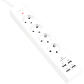 Сетевой фильтр Cablexpert Exnovo на 4 розетки 2 метра + 4 USB (EXN-4-U4-W-2)