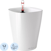 Кашпо с автополивом Lechuza Deltini 1.7 л с внутренней вставкой 1.2 л  белый блестящий (15x19x15 см)