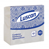 Салфетки бумажные Luscan 1-слойные 24х24 белые 100 штук в упаковке