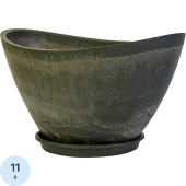 Горшок для цветов с поддоном GreenShip Лодочка 11 л древесный уголь  (23x30 см)