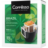 Кофе молотый в дрип-пакетах Coffesso Brazil Alto (5 штук в упаковке) купить в интернет-магазине товаров для офиса и дома ТопГрад с доставкой