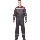 Костюм рабочий летний мужской л20-КБР с СОП серый/красный (размер 56-58, рост 158-164 см)