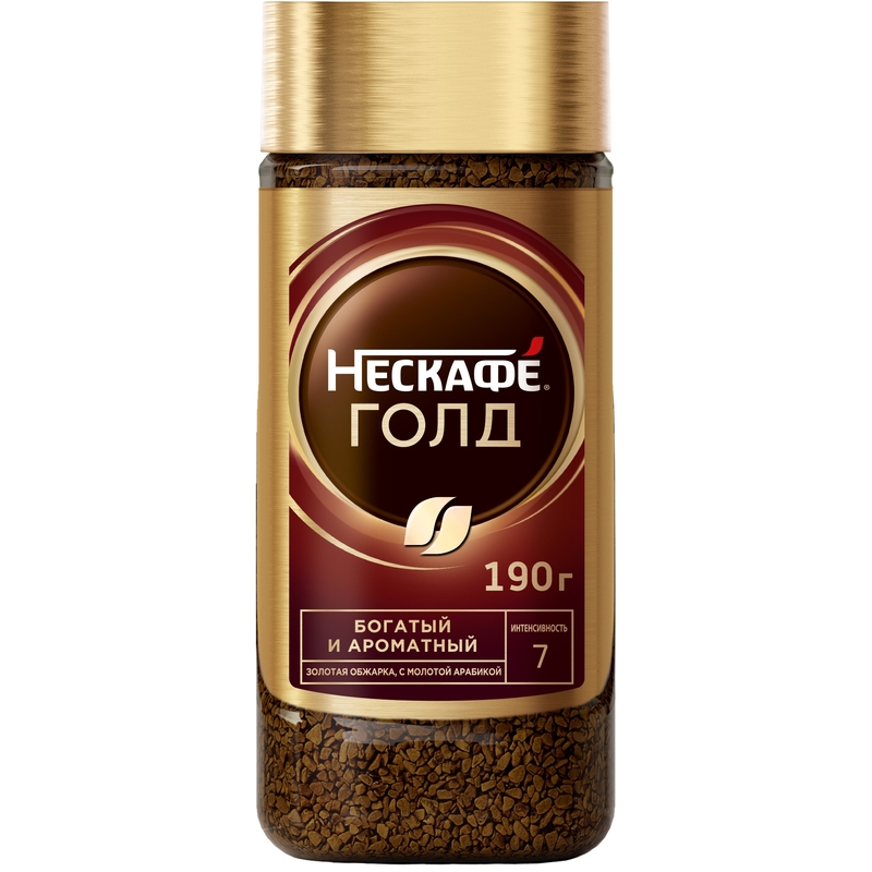 Кофе растворимый Nescafe Gold 190 г (стеклянная банка)