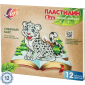 Пластилин классический Луч Zoo 12 цветов 180 грамм