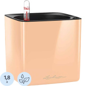 Кашпо с автополивом Lechuza Cube Glossy 14 1.8 л с внутренней вставкой 1.4 л абрикосовое (14x13.5x14 см)