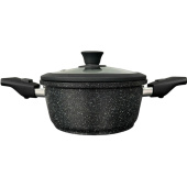Кастрюля Panairo Harfe Black (HA-KAS-2-S2-K.sil) 2 л литой алюминий с  крышкой