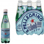 Вода минеральная S.Pellegrino газированная 0.5 л (6 штук в упаковке)