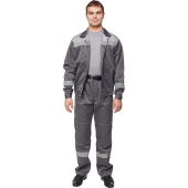Костюм рабочий летний мужской л22-КБР с СОП темно-серый/светло-серый (размер 44-46, рост 182-188 см)