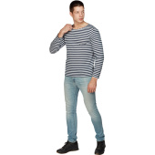 Тельняшка летняя длинный рукав в темно-синюю полосу (размер 48)