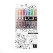 Набор гелевых ручек Sketch&Art Uni Write.Glitter 8 цветов (толщина линии 1 мм) (20-0309)