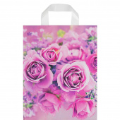 Пакет подарочный полиэтиленовый Нежные розы (35x28x2 см, 50 штук в упаковке)
