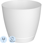 Горшок для цветов с поддоном Idiland Flora 3.2 л белый (16.5x18.2 см)