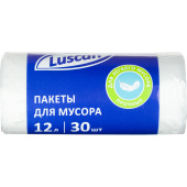Мешки для мусора на 12 л Luscan белые (ПНД, 6 мкм, в рулоне 30 штук, 32х50 см)