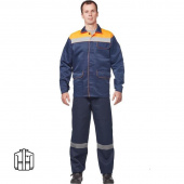 Куртка рабочая летняя мужская л03-КУ с СОП синяя/оранжевая (размер 64-66 рост 182-188)