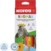 Карандаши цветные Kores Kromas 12 карандашей 12 цветов трёхгранные