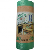 Мешки для мусора на 30 л зеленые (ПНД, 10 мкм, в рулоне 30 шт, 50х60 см)