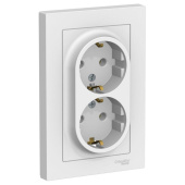 Розетка Schneider Electric AtlasDesign двухместная с заземлением 16А IP20 с рамкой скрытого монтажа белая (ATN000124)