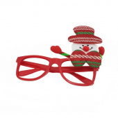 Очки карнавальные Снеговик с декором красные