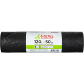 Мешки для мусора на 120 л Mitra Professional черные (ПВД, 25 мкм, в рулоне 50 штук, 70х110 см)