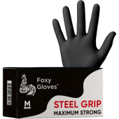 Перчатки одноразовые Steel Grip нитриловые неопудренные черные (размер 7-8 (M), 100 штук/50 пар в упаковке)