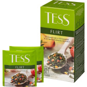 Чай зеленый Tess Flirt 25 пакетиков (белый персик, клубника)
