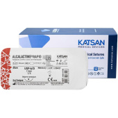 Шовный материал хирургический рассасывающийся Katsan USP 6/0 45 см обратно-режущая игла 11 мм 3/8 (12 штук в упаковке)