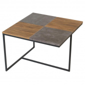 Стол журнальный Фьюжн квадро (дуб американский/серый бетон, 600х600х455 мм)