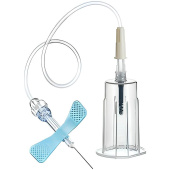 Игла-бабочка Vacuette Safety 23G 0.6х19 мм голубая с луер-адаптером/держателем (35 штук в упаковке)
