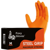 Перчатки одноразовые Steel Grip нитриловые неопудренные оранжевые (размер 7-8 (M), 100 штук/50 пар в упаковке)