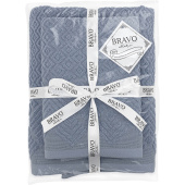 Набор полотенец махровых 2 штуки 50x70/70x120 см 450 г/кв.м синие купить в интернет-магазине товаров для офиса и дома ТопГрад с доставкой