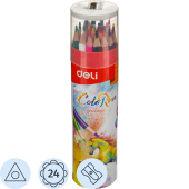 Карандаши цветные Deli ColoRun 24 цвета трехгранные в тубусе (EC00327)