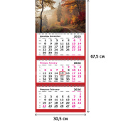 Календарь настенный 3-х блочный 2026 Осень 30.5x67.5 см Календарь настенный 3-х блочный 2026 Осень 30.5x67.5 см