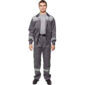 Костюм рабочий летний мужской л22-КБР с СОП темно-серый/светло-серый (размер 48-50, рост 182-188 см)