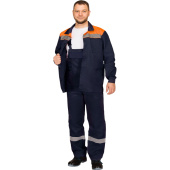Костюм рабочий летний мужской л16-КПК с СОП синий/оранжевый (размер  60-62, рост 182-188)