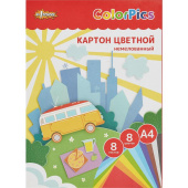 Картон цветной Комус Класс (№1 School) (№1School) ColorPics (A4, 8 листов, 8 цветов, немелованный) купить в интернет-магазине товаров для офиса и дома ТопГрад с доставкой