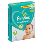 Подгузники Pampers Active Baby-Dry размер 3 (M) 6-10 кг (82 штуки в упаковке)