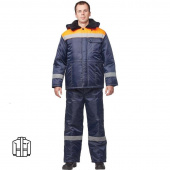 Куртка рабочая зимняя мужская з32-КУ с СОП синяя/оранжевая (размер 52-54, рост 158-164)
