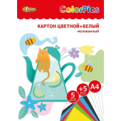 Набор цветного и белого картона Комус Класс (№1 School) (№1School) ColorPics (A4, 10 листов, 6 цветов, мелованный)