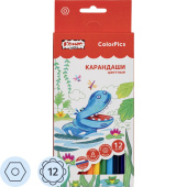 Карандаши цветные Комус Класс ColorPics 12 карандашей 12 цветов  шестигранные